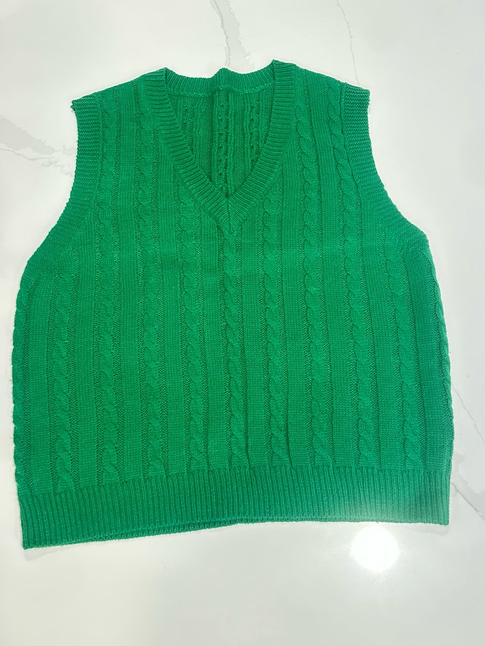 SHEIN Green Cable Knit Sweater Vest – Size M